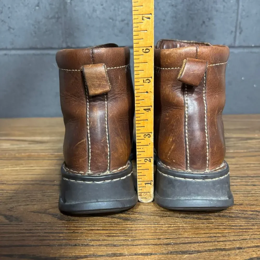 Born Brown Leather Lace Up Ankle Boots Lug Sole Comfort Women’s Size 6